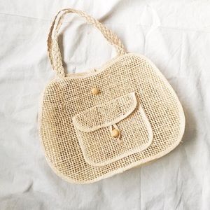 Straw braided jute beach tote market bag